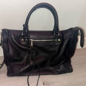 Rebecca Minkoff Regan Satchel Black Leather Crossbody w/tassels silver hardware